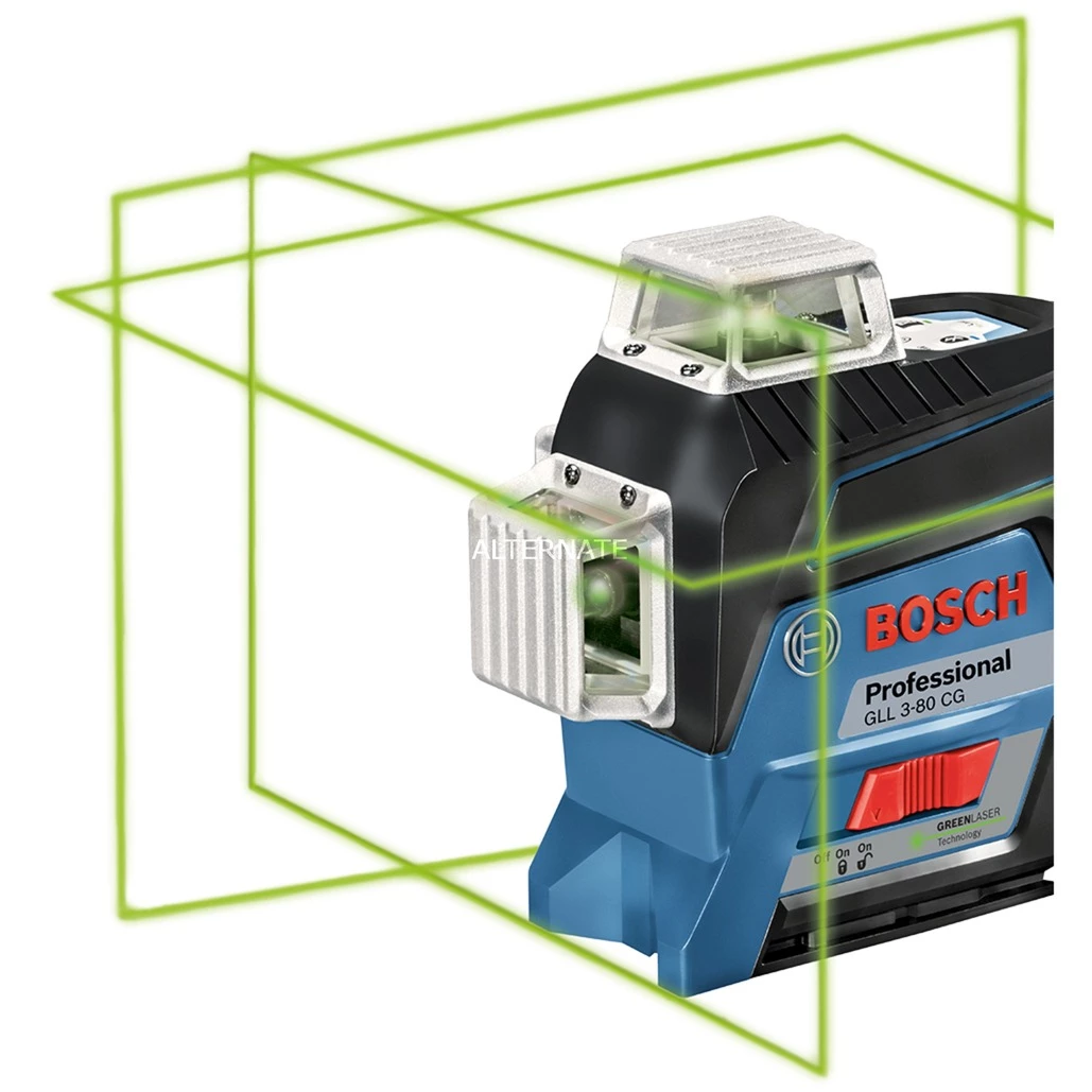 Bosch Akku-Linienlaser GLL 3-80 CG Professional, Kreuzlinienlaser (blau/schwarz, Li-Ion Akku 2Ah, L-BOXX, Grüne Laserlinien) – Bild 2