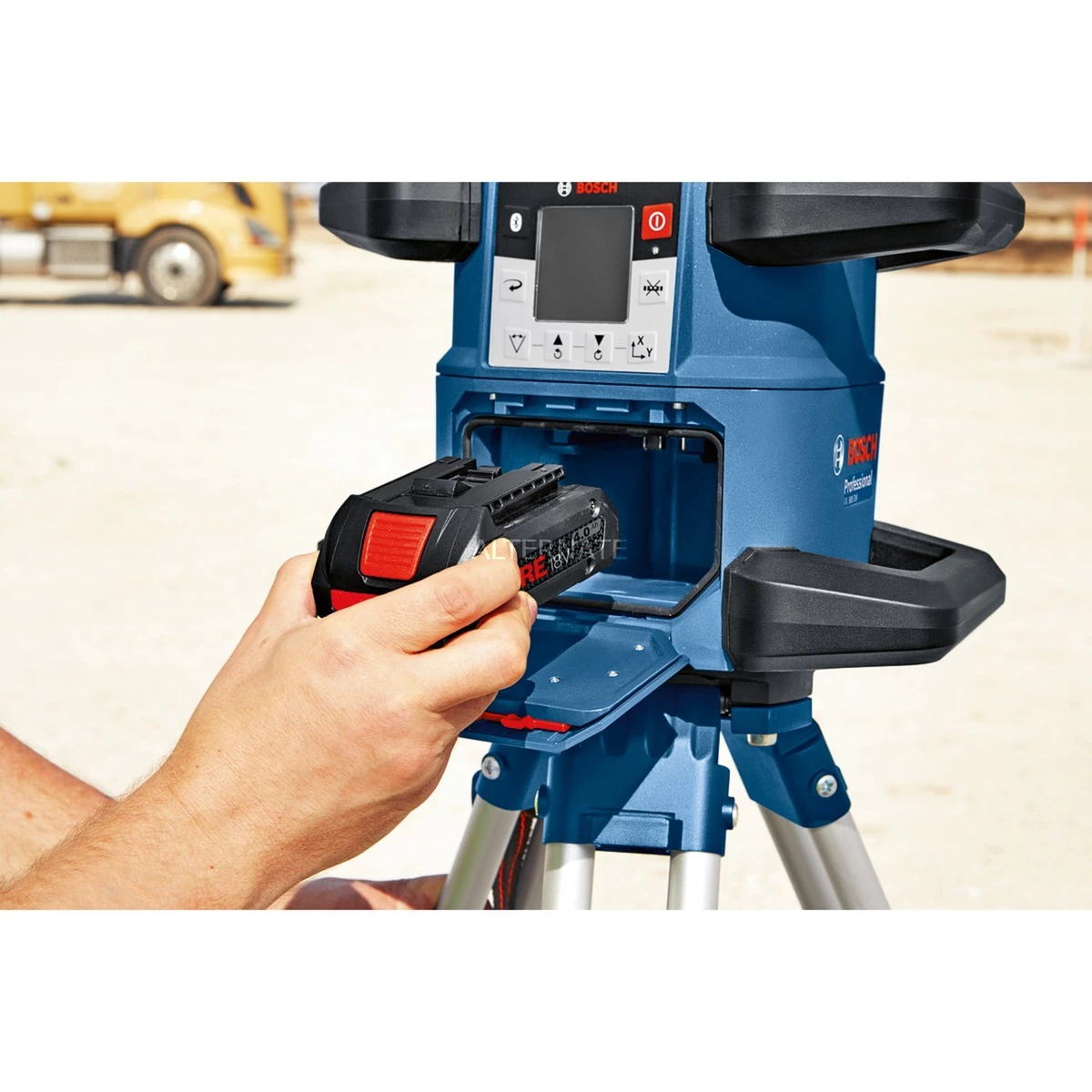 Laser Messgeräte Bosch Akku-Rotationslaser GRL 600 CHV Professional, 18Volt, Mit Baustativ (blau, Akku ProCORE18V 4,0Ah, Koffer, Rote Laserlinie) – Bild 5