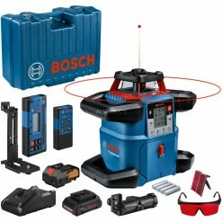 Laser Messgeräte Bosch Akku-Rotationslaser GRL 600 CHV Professional, 18Volt, Mit Halterung (blau, Akku ProCORE18V 4,0Ah, Koffer, Rote Laserlinie)