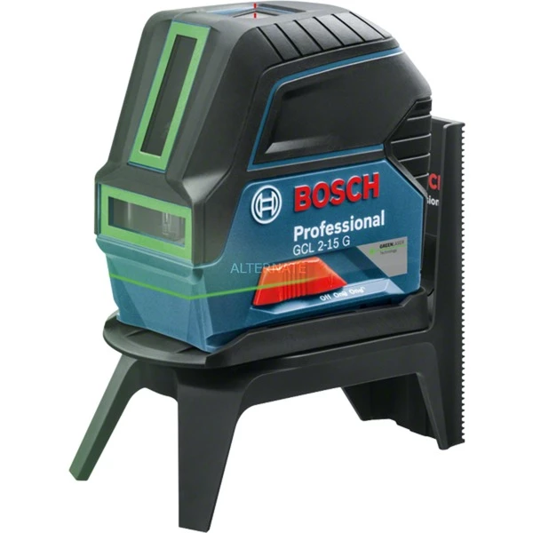Bosch Kombilaser GCL 2-15 G, Kreuzlinienlaser (blau/schwarz, Mit Grünen Laserlinien, Roten Lotpunkten)