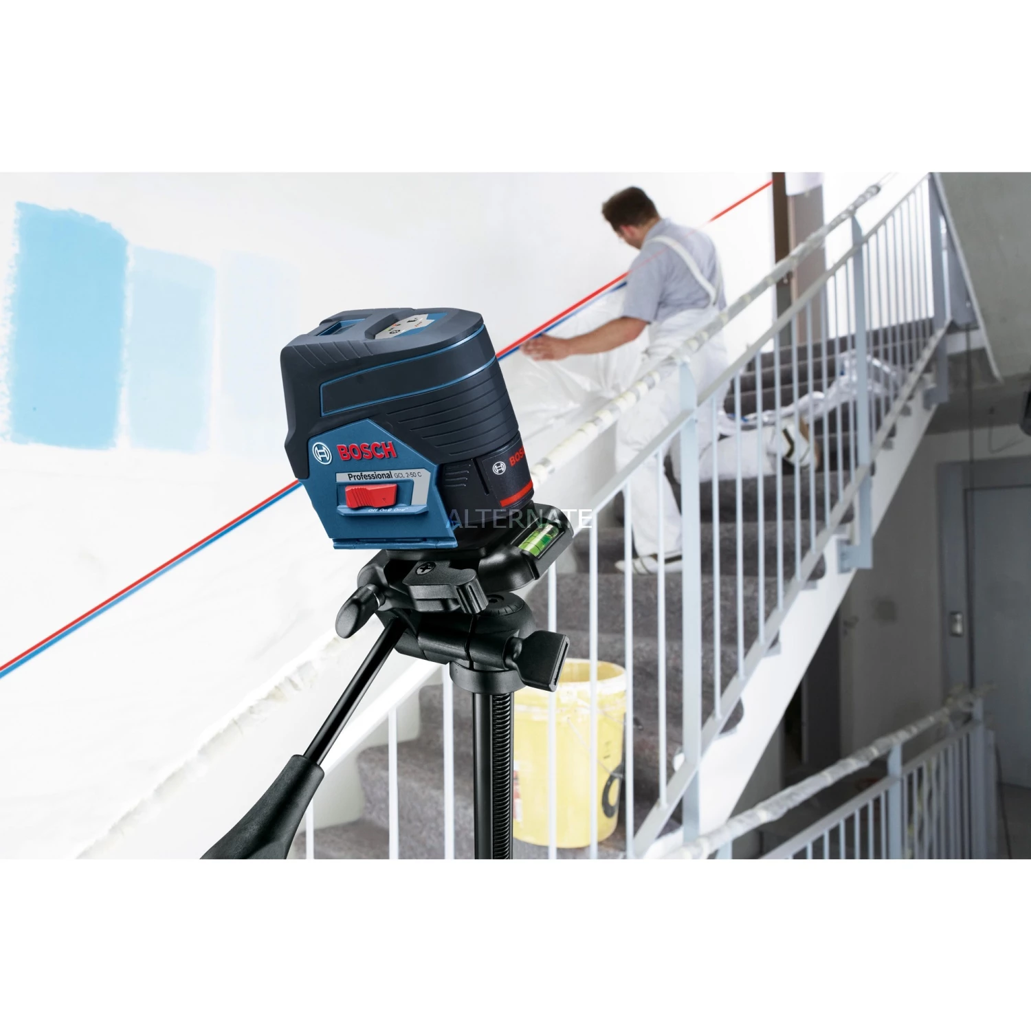 Bosch Kombilaser GCL 2-50 C Professional + RM2 + BT150, Kreuzlinienlaser (blau/schwarz, Rote Laserlinien, Mit Halterung Und Stativ) – Bild 4