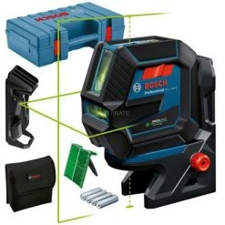 Bosch Kombilaser GCL 2-50 G Professional, Mit Deckenklemme, Kreuzlinienlaser (blau/schwarz, Grüne Laserlinien, Mit Halterung RM10 Professional)