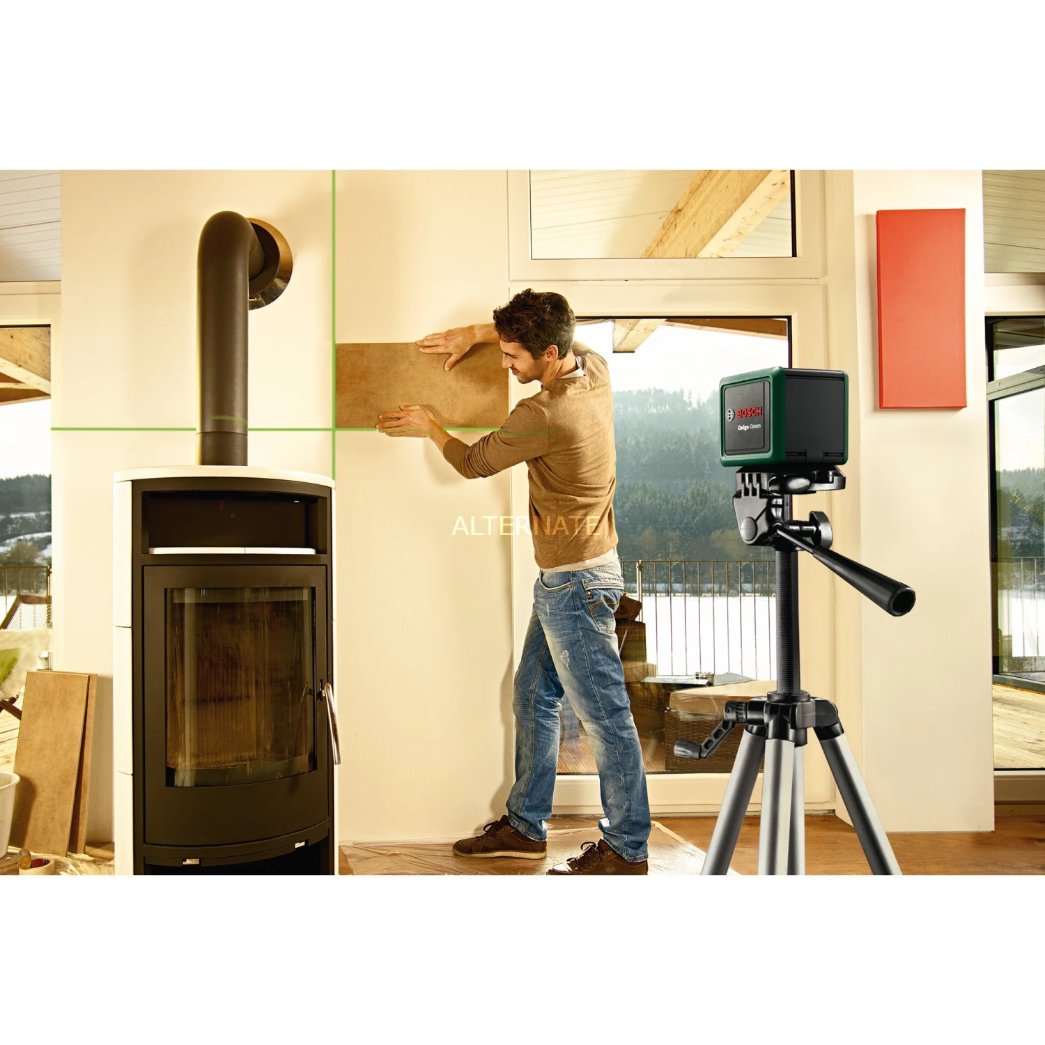 Bosch Kreuzlinienlaser Quigo Green II, Mit Klemme (grün/schwarz, Grüne Laserlinien, Reichweite 10 Meter) – Bild 5