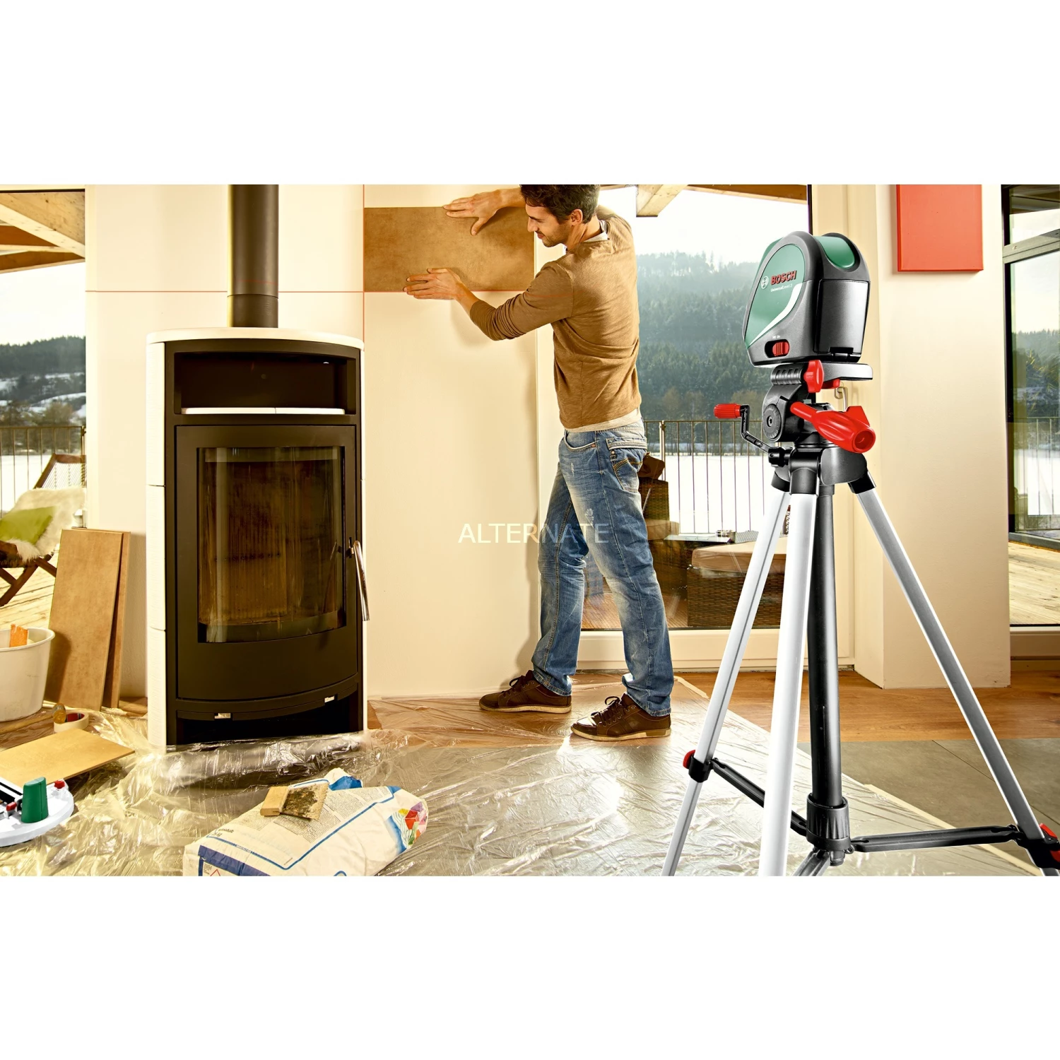 Bosch Kreuzlinienlaser UniversalLevel 3 - Basic (grün/schwarz, Rote Laserlinien, Reichweite 10 Meter) – Bild 3