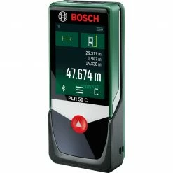 Bosch Laser-Entfernungsmesser PLR 50 C (grün/schwarz, Reichweite 30m, Schutztasche, Retail)