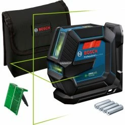 Bosch Linienlaser GLL 2-15 G Professional, Kreuzlinienlaser (blau/schwarz, Grüne Laserlinien)