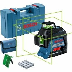 Bosch Linienlaser GLL 3-80 G Professional, Kreuzlinienlaser (blau/schwarz, Koffer, Grüne Laserlinien)