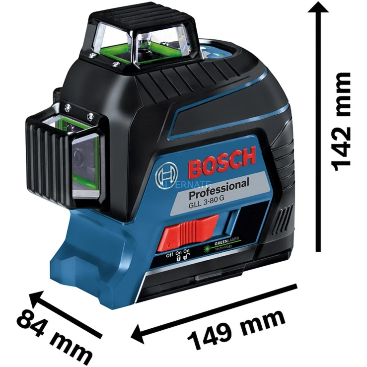 Bosch Linienlaser GLL 3-80 G Professional, Kreuzlinienlaser (blau/schwarz, Koffer, Grüne Laserlinien) – Bild 3