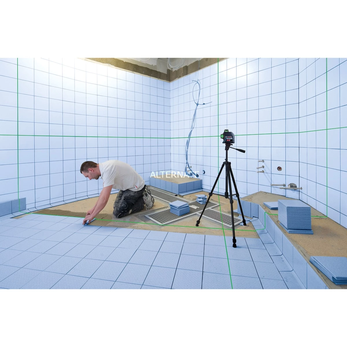 Bosch Linienlaser GLL 3-80 G Professional, Kreuzlinienlaser (blau/schwarz, Koffer, Grüne Laserlinien) – Bild 6