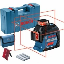 Bosch Linienlaser GLL 3-80 Professional, Kreuzlinienlaser (blau/schwarz, Koffer, Rote Laserlinien)