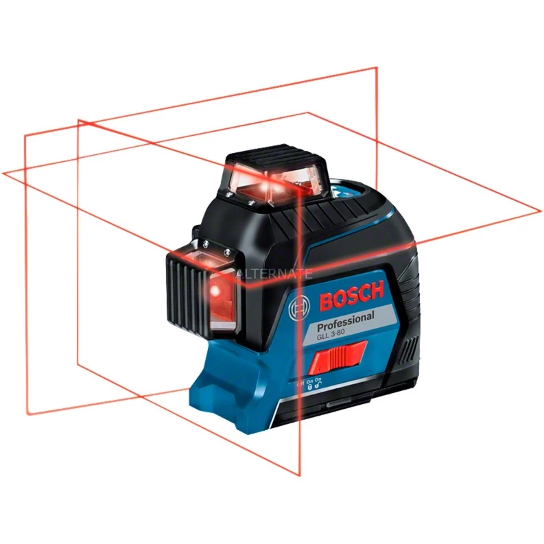 Bosch Linienlaser GLL 3-80 Professional, Kreuzlinienlaser (blau/schwarz, Koffer, Rote Laserlinien) – Bild 2