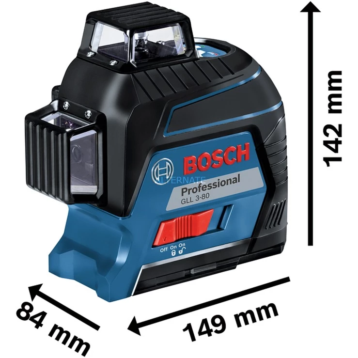 Bosch Linienlaser GLL 3-80 Professional, Kreuzlinienlaser (blau/schwarz, Koffer, Rote Laserlinien) – Bild 3