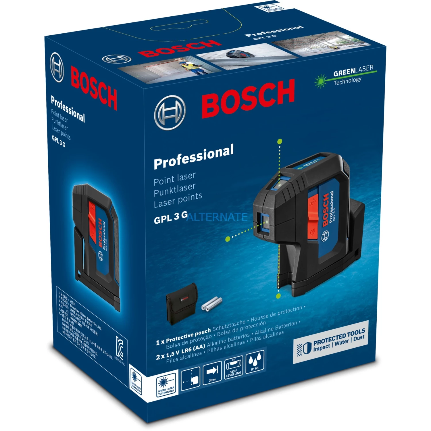 Laser Messgeräte Bosch Punktlaser GPL 3 G Professional (blau/schwarz, Grüne Laserpunkte) – Bild 3