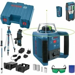 Laser Messgeräte Bosch Rotationslaser GRL 300 HVG Professional, Mit Baustativ (blau, Akku, Koffer, Grüne Laserlinie)