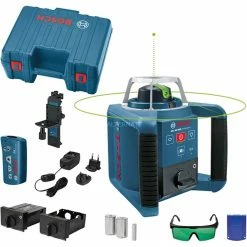 Laser Messgeräte Bosch Rotationslaser GRL 300 HVG Professional, Mit Halterung (blau, Akku, Koffer, Grüne Laserlinie)