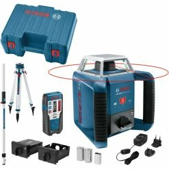 Laser Messgeräte Bosch Rotationslaser GRL 400 H Professional, Mit Baustativ (blau, Akku, Koffer, Rote Laserlinie)