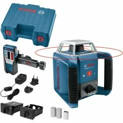 Laser Messgeräte Bosch Rotationslaser GRL 400 H Professional, Mit Empfänger (blau/schwarz, Akku, Koffer, Rote Laserlinie)