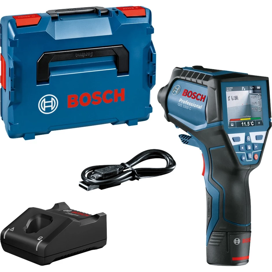 Ortungsgeräte Bosch Thermodetektor GIS 1000 C Professional L-Boxx (blau/schwarz, Li-Ionen-Akku 1,5 Ah, In L-BOXX)
