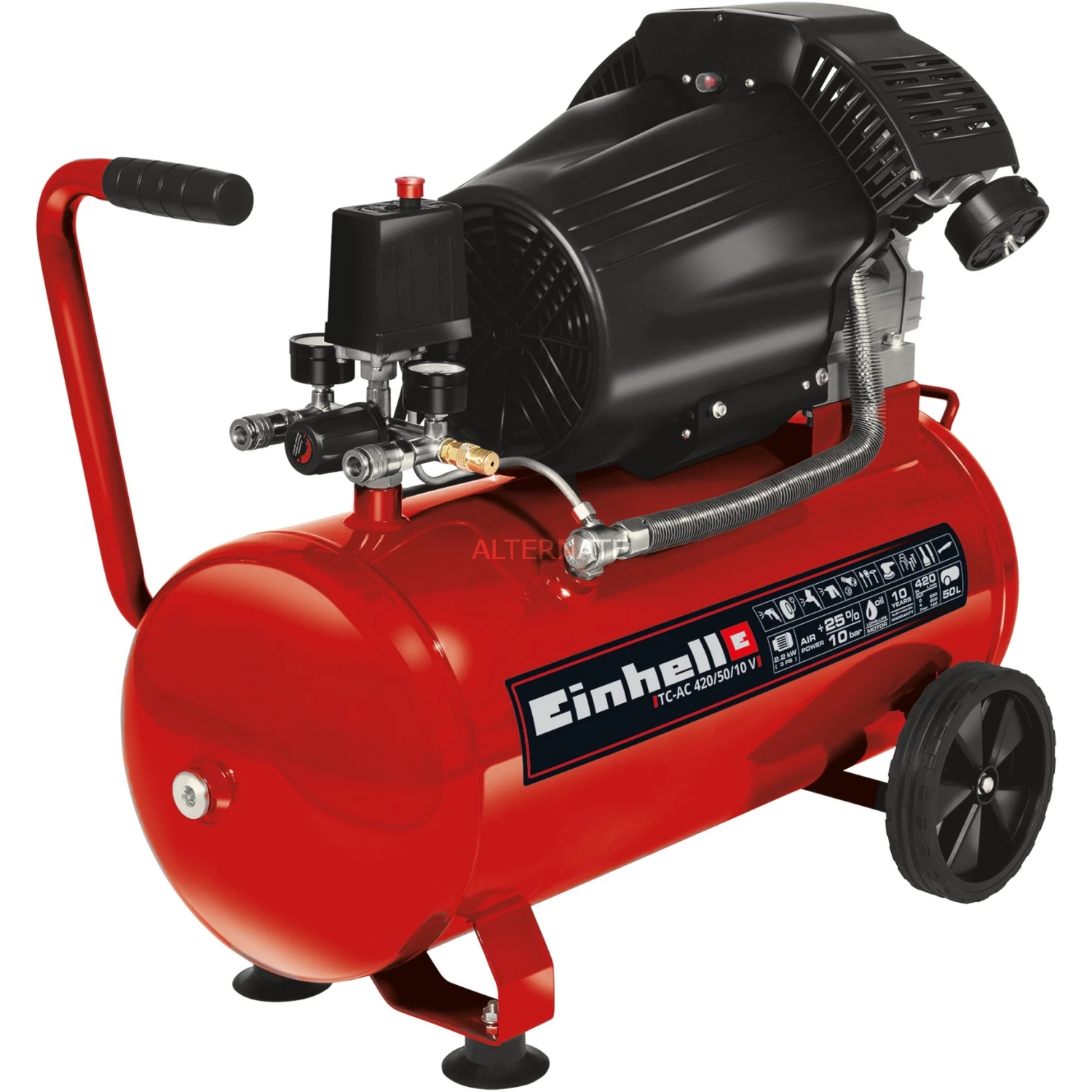 Einhell Kompressor TC-AC 420/50/10 V (rot/schwarz, 2.200 Watt)