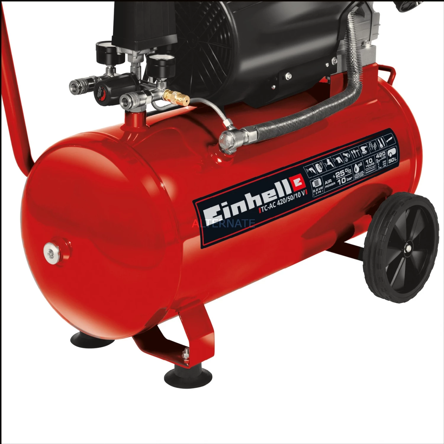 Einhell Kompressor TC-AC 420/50/10 V (rot/schwarz, 2.200 Watt) – Bild 3