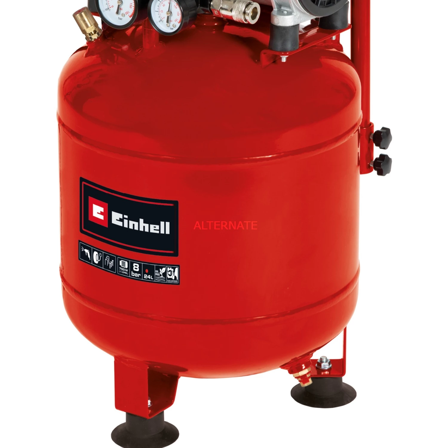 Einhell Kompressor TE-AC 24 Silent (rot/schwarz, 750 Watt) – Bild 4