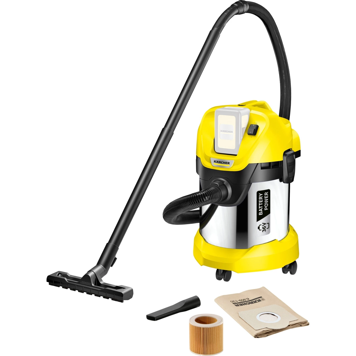 Kärcher Nass-/Trockensauger WD3 Battery Premium (gelb/schwarz, Ohne Akku Und Ladegerät)