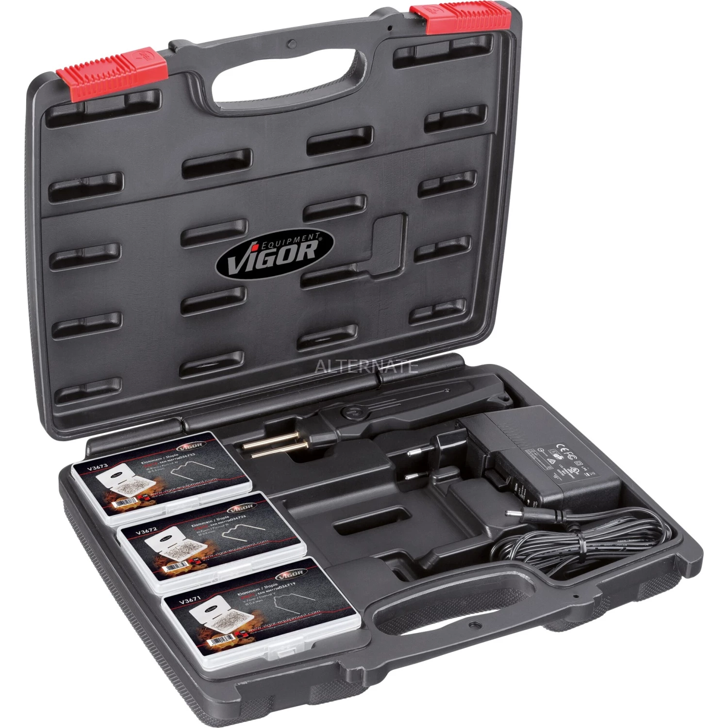 Lötkolben / Lötlampen VIGOR Kunststoff-Reparatur-Satz, Lötkolben (schwarz, 20 Watt, 300 Klammern)